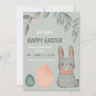 Cute Easter Bunny Celebration Dinner Invitation