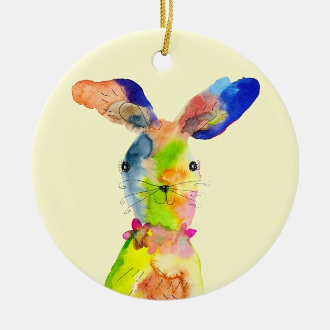 Cute Easter bunny  Ceramic Tree Decoration (Front)