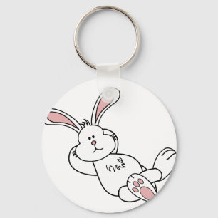Cute Easter Bunny Chilling out Key Ring
