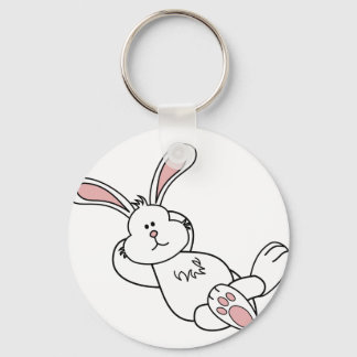 Cute Easter Bunny Chilling out Key Ring