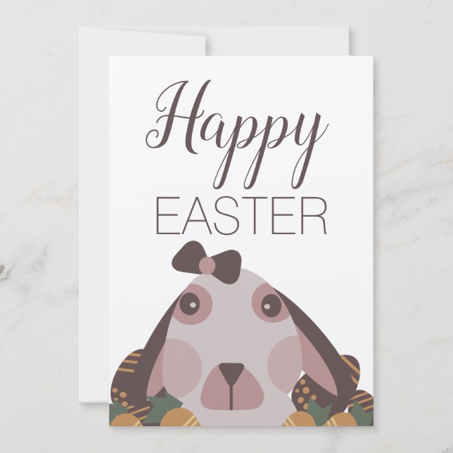 Cute Easter Bunny Chocolate Brown Holiday Card (Front)