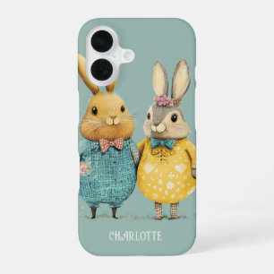 Cute Easter bunny couple personalised iPhone 16 Case