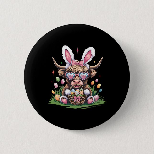 Cute Easter Bunny Cow Design Cow Lover Funny  6 Cm Round Badge (Front)