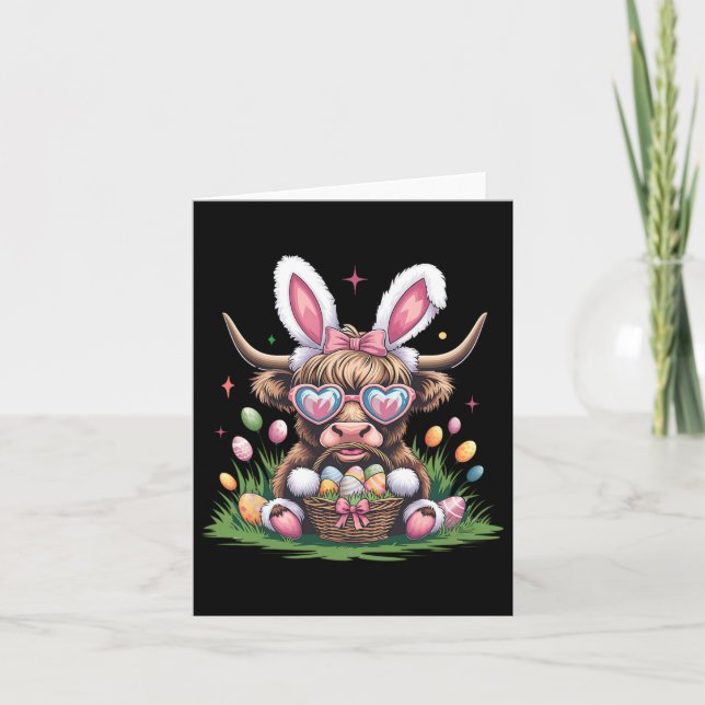 Cute Easter Bunny Cow Design Cow Lover Funny  Card (Front)