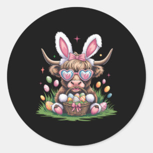 Cute Easter Bunny Cow Design Cow Lover Funny  Classic Round Sticker