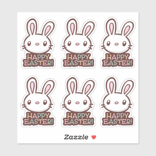 Cute Easter Bunny Custom-Cut Vinyl Sticker (Sheet)