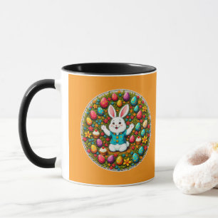 Cute Easter Bunny – Decorative Wreath caneca Mug
