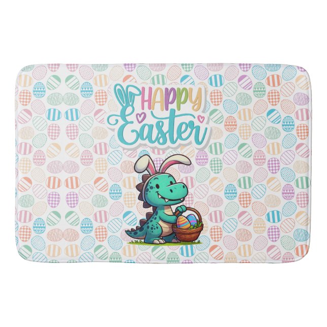 Cute, Easter bunny dinosaur Bath Mat (Front)