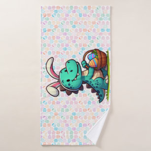 Cute, Easter bunny dinosaur Bath Towel