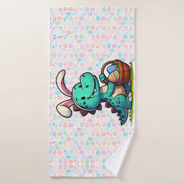 Cute, Easter bunny dinosaur Bath Towel (Bath Towel)