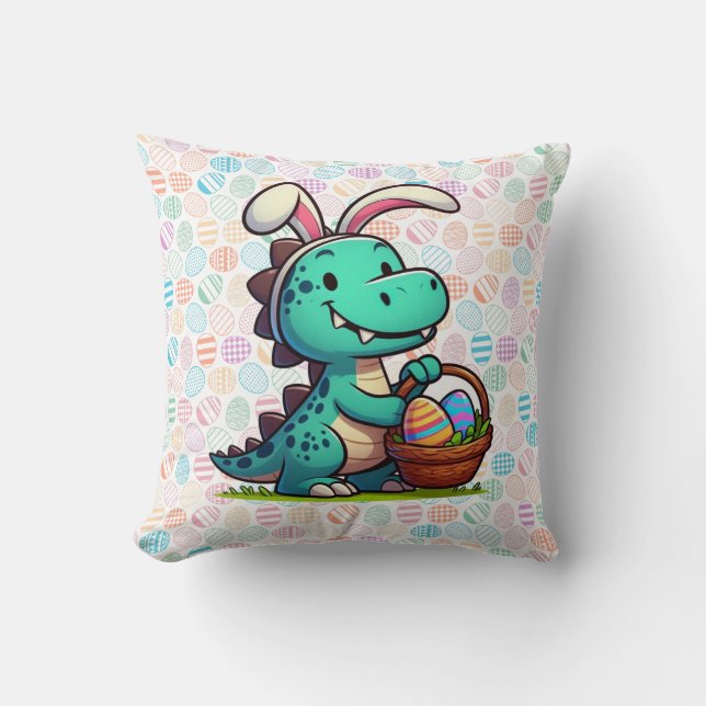 Cute, Easter bunny dinosaur Cushion (Front)