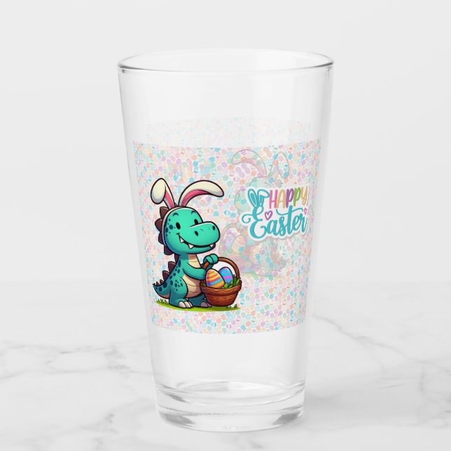 Cute, Easter bunny dinosaur Glass (Front)