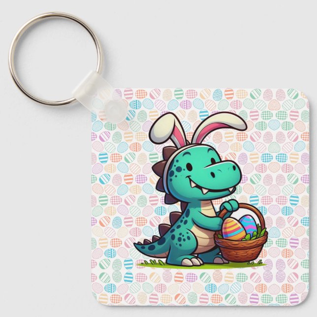 Cute, Easter bunny dinosaur Key Ring (Front)