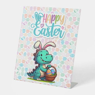 Cute, Easter bunny dinosaur Pedestal Sign