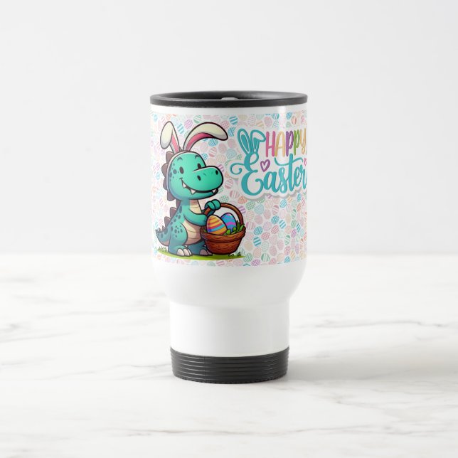 Cute, Easter bunny dinosaur Travel Mug (Center)