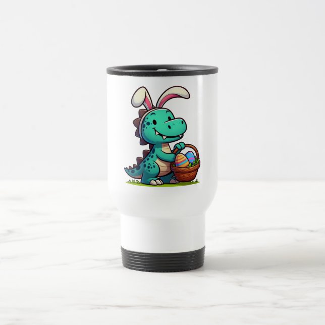 Cute, Easter bunny dinosaur Travel Mug (Center)