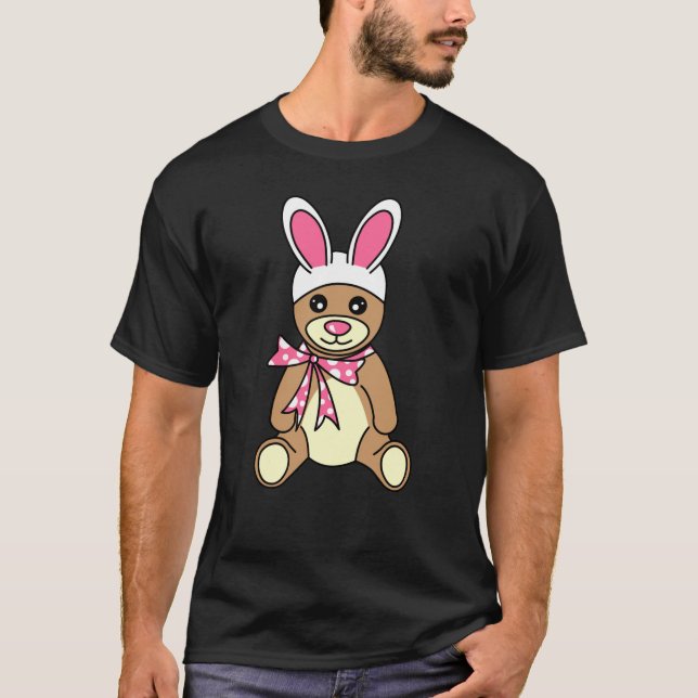 Cute Easter Bunny Ears Teddy Bear T-Shirt (Front)