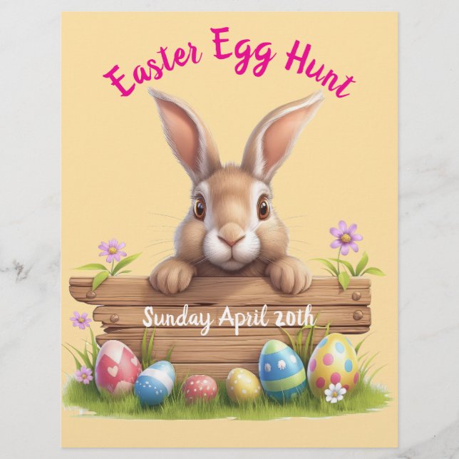 Cute Easter Bunny Easter Egg Hunt editable  Flyer (Front)