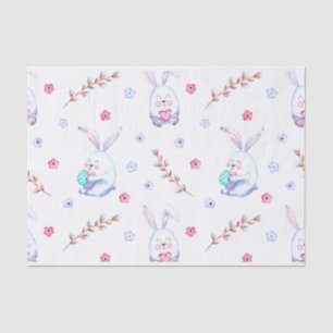 Cute Easter Bunny, Easter Eggs and Flowers Tissue Paper