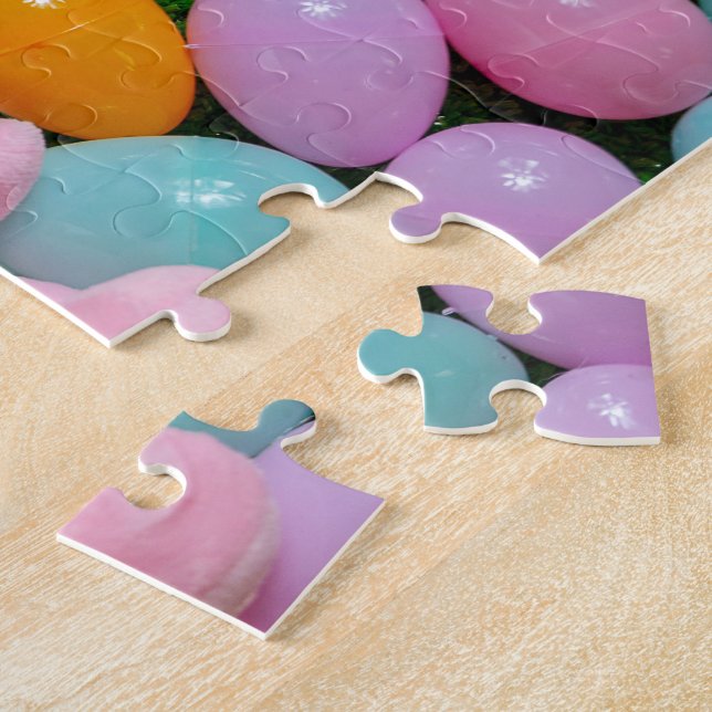 Cute Easter Bunny Easter Eggs Colourful Kids Jigsaw Puzzle (Side)