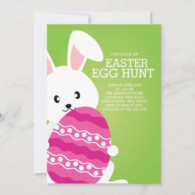 Cute Easter Bunny Egg Hunt Easter Party Invitation (Front)