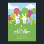 Cute Easter Bunny Egg Hunt Easter Party Invitation<br><div class="desc">Our cute Easter egg hunt bunny rabbit  Easter party invitation features the cutest bunny rabbits holding an easter egg set on a adorable forest scene with trees,  a blue sky and green grass with pretty flowers.  Customise with your personal information & you're all set to go.</div>