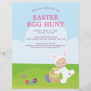 Cute Easter Bunny Egg Hunt Party Flyer