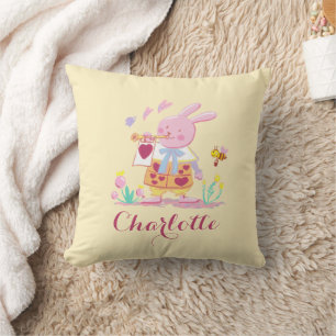 Cute Easter Bunny Egg Pattern Yellow  Cushion