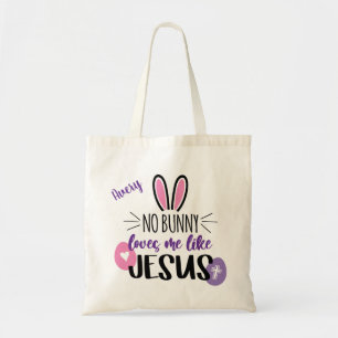 Cute Easter Bunny Eggs Jesus Loves Me Personalised Tote Bag
