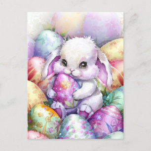 Cute Easter bunny eggs Postcard