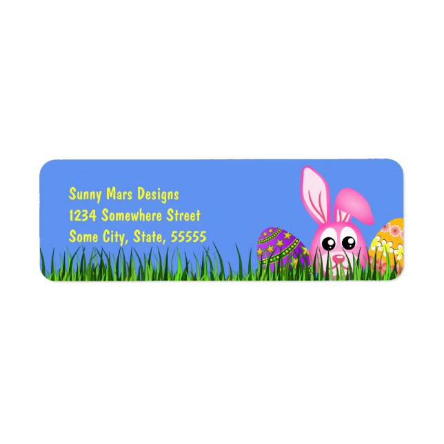 Cute Easter Bunny Eggs Small Return Address Labels (Front)