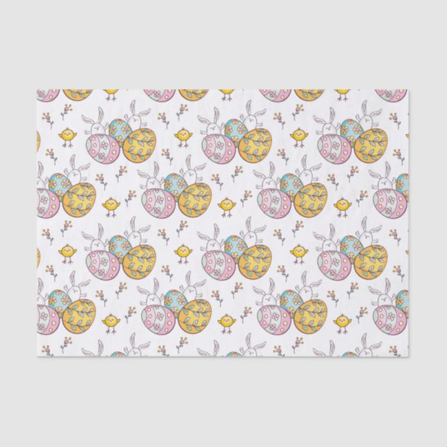 cute Easter bunny eggs tiled pattern Tissue Paper (Front)