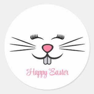 cute Easter bunny face add text Classic Round Sticker