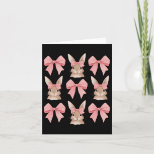 Cute Easter Bunny Face Coquette Bow Easter Day Gir Card
