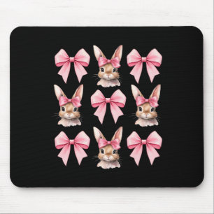 Cute Easter Bunny Face Coquette Bow Easter Day Gir Mouse Mat