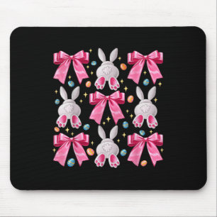 Cute Easter Bunny Face Coquette Bow Easter Day Gir Mouse Mat