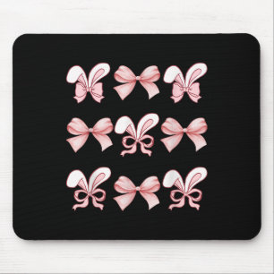 Cute Easter Bunny Face Coquette Bow Easter Day Gir Mouse Mat