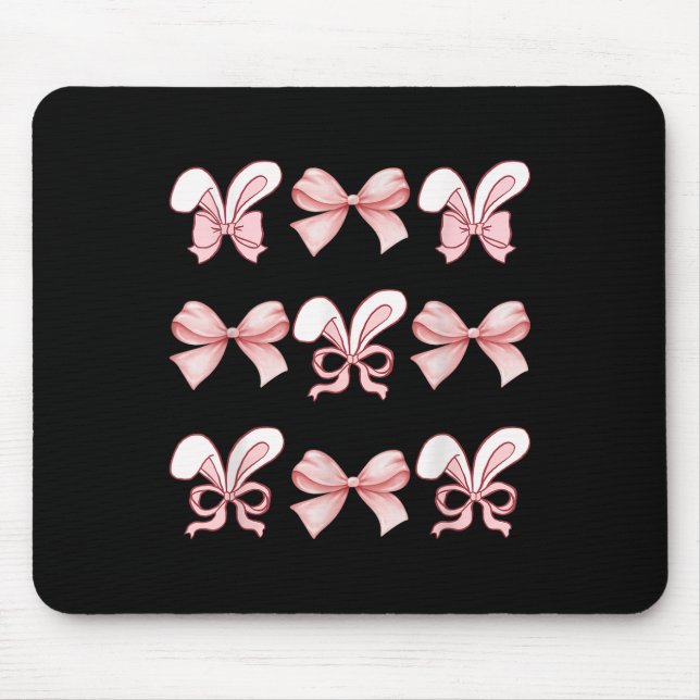 Cute Easter Bunny Face Coquette Bow Easter Day Gir Mouse Mat (Front)