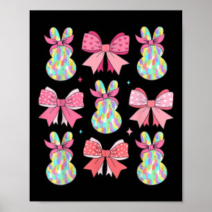 Cute Easter Bunny Face Coquette Bow Easter Day Gir Poster