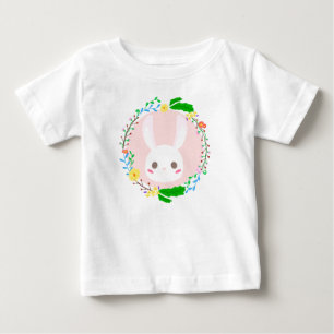 Cute Easter Bunny Face Flower Wreath Baby T-Shirt