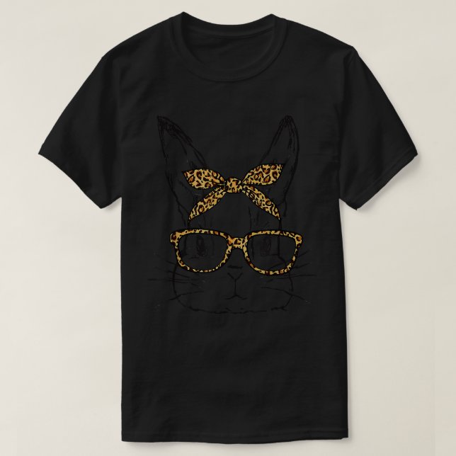 Cute Easter Bunny Face Leopard Happy Easter Day Gi T-Shirt (Design Front)