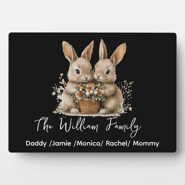 Cute Easter Bunny Family Plaque – Personalised  (Front)
