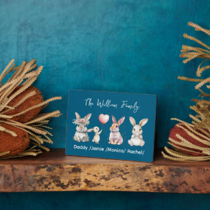 Cute Easter Bunny Family Plaque – Personalised 