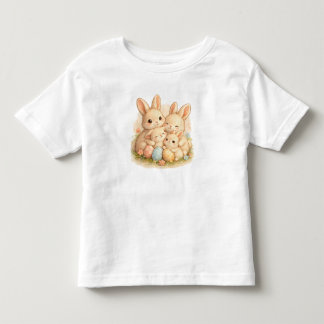 Cute Easter Bunny Family with Pastel Eggs  Toddler T-Shirt