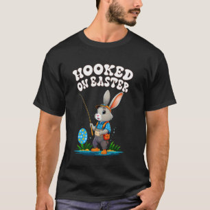 Cute Easter Bunny Fishing for Eggs Fun Holiday Art T-Shirt