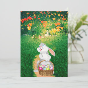 Cute Easter Bunny Flat Greeting Card