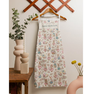 Cute Easter Bunny Floral Pattern - Pastel Spring  Apron