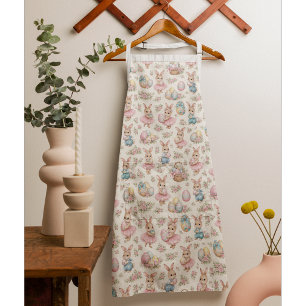 Cute Easter Bunny Floral Pattern - Pastel Spring  Apron