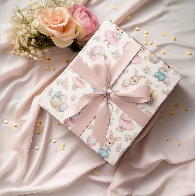 Cute Easter Bunny Floral Pattern - Pastel Spring Wrapping Paper (Creator Uploaded)