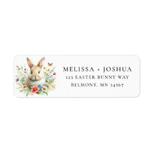Cute Easter Bunny Floral Return Address Label